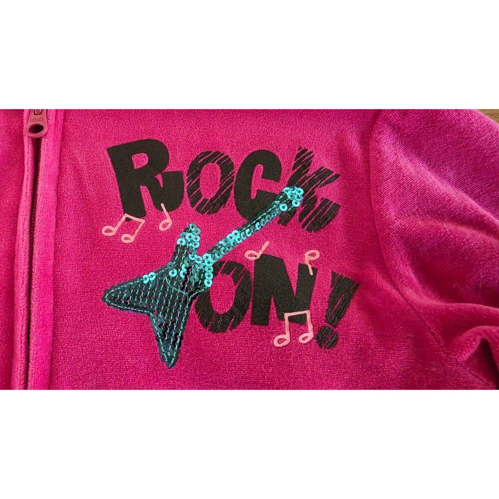 SO Girls Rock On! Pink hooded Jacket Size L (14) - Picture 3 of 12